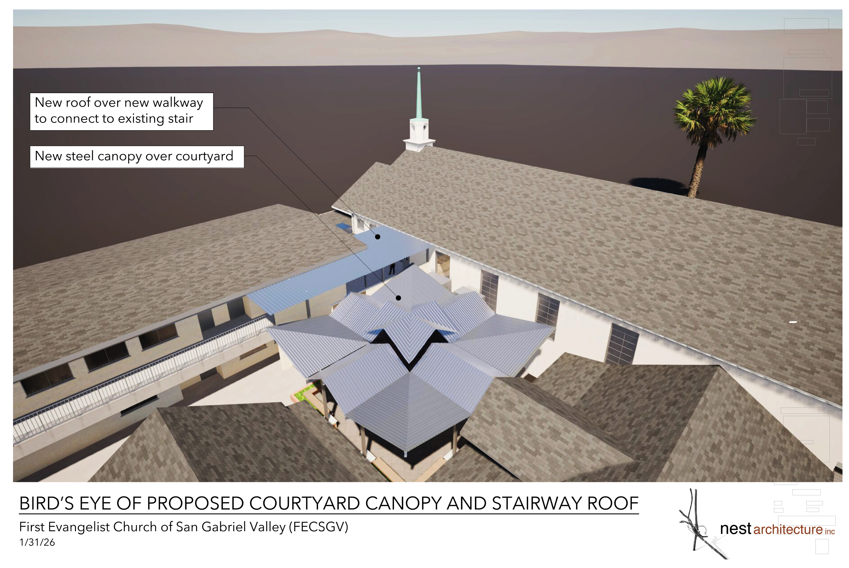 Bird's-eye roof rendering