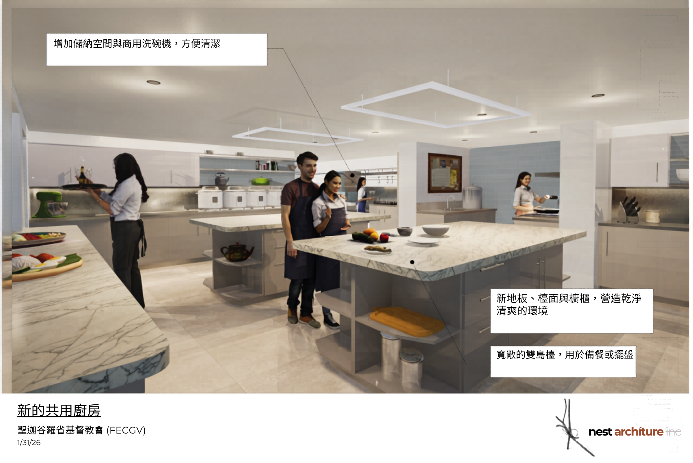 新的共用廚房整修概念圖